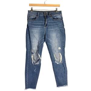 Rewash Women's Distressed High Rise Jeans Blue Size 7‎ Medium Wash